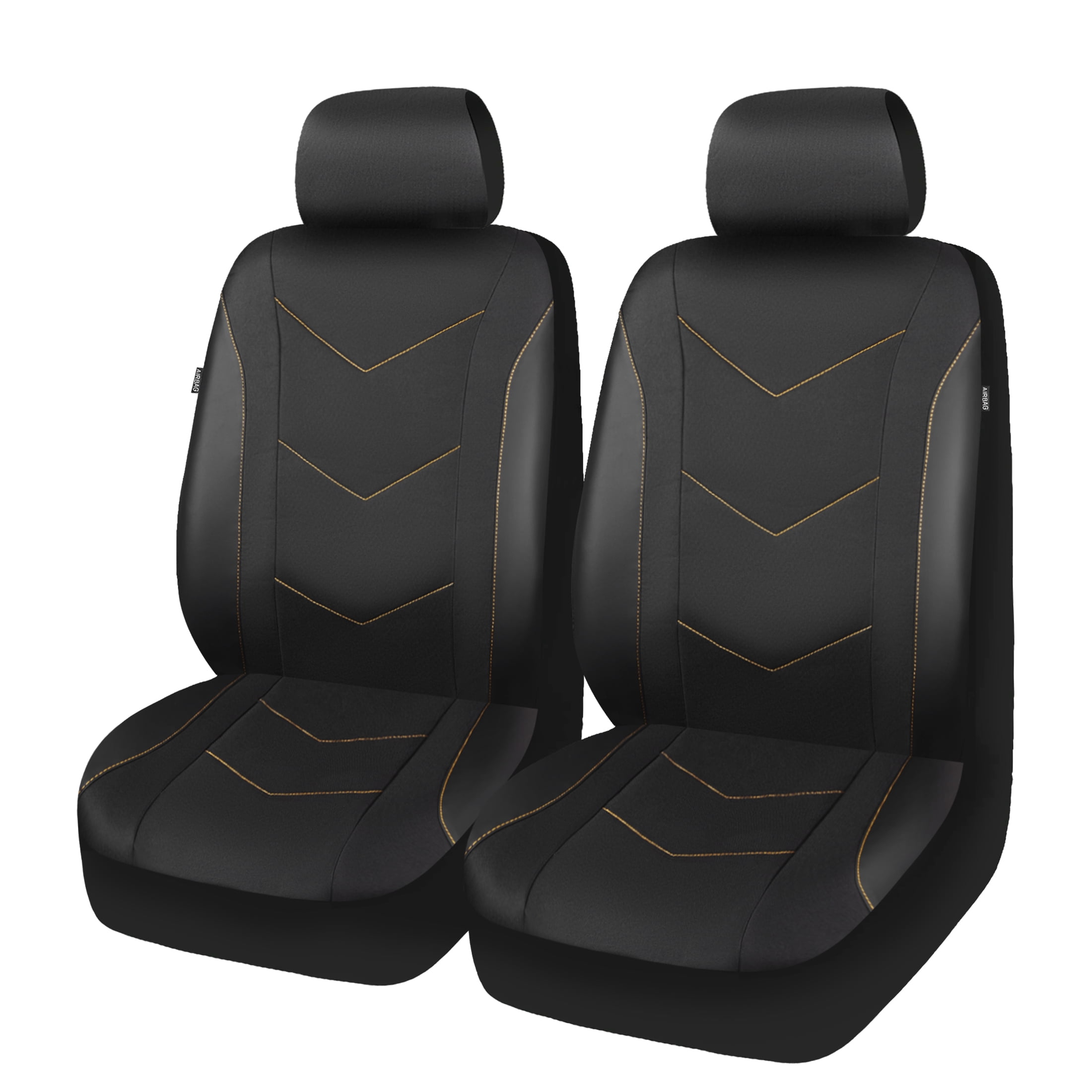 Ozark Trail Black Durable Leatherette & Durable Water Resistant Oxford Functional Front Car Seat Covers, Universal Fit for Cars Trucks and SUVs,2 pack