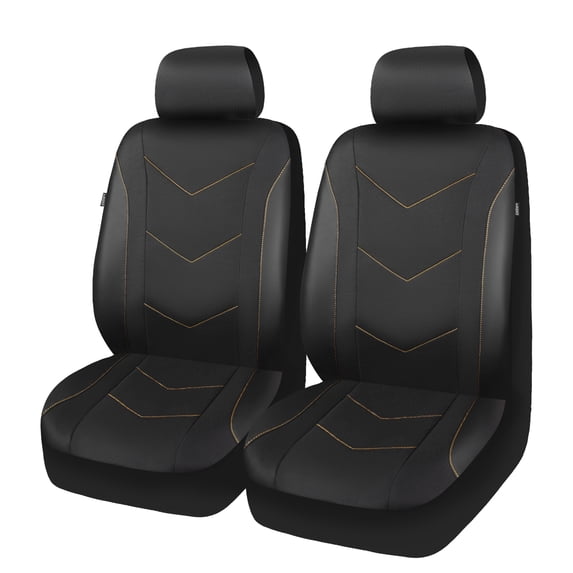 Ozark Trail Black Durable Leatherette & Durable Water Resistant Oxford Functional Front Car Seat Covers, Universal Fit for Cars Trucks and SUVs,2 pack