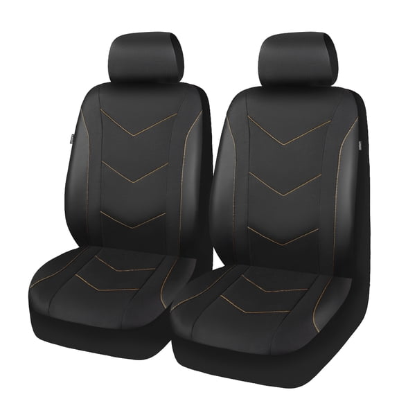 Ozark Trail Black Durable Leatherette & Durable Water Resistant Oxford Functional Front Car Seat Covers, Universal Fit for Cars Trucks and SUVs,2 pack