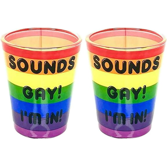 Sounds Gay 2 Fl Oz Novelty Shot Glasses, Multicolor, 2-Pack