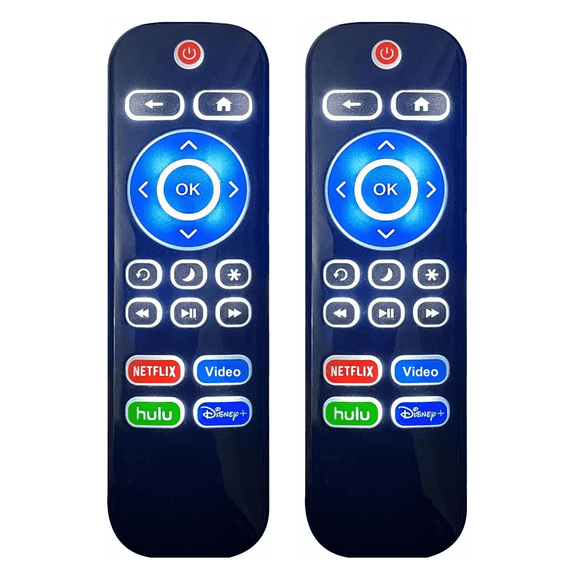 2PC Backlit Remote for Roku TV TCL/Hisense/Sharp/Philips/Onn/Element/Westinghouse