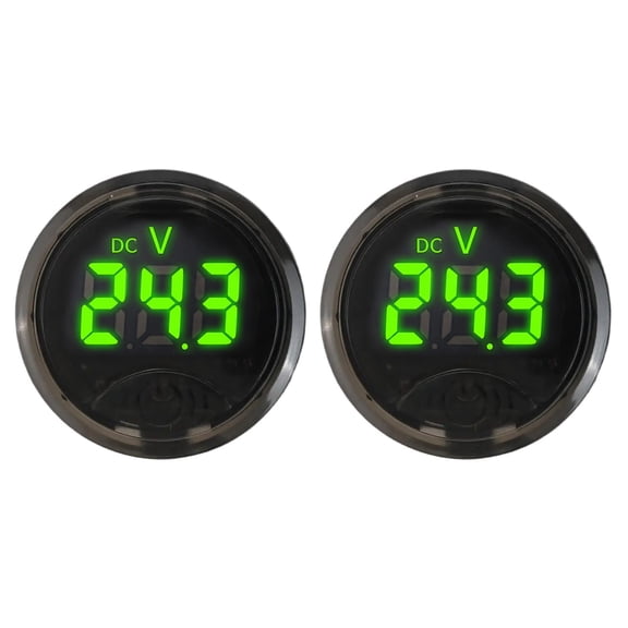 2PC Battery Voltmeter Display DC7-120V Round Digital Voltmeter with Touch Switch