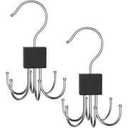 2PC Belt Hanger, Space Saving Belt Holder for Closet, Belt Hooks Storage Rack Tie Organizer for Hanging Belt/Men Scarf/Bra/Tank Top/Purse/Wall Belt (Black)