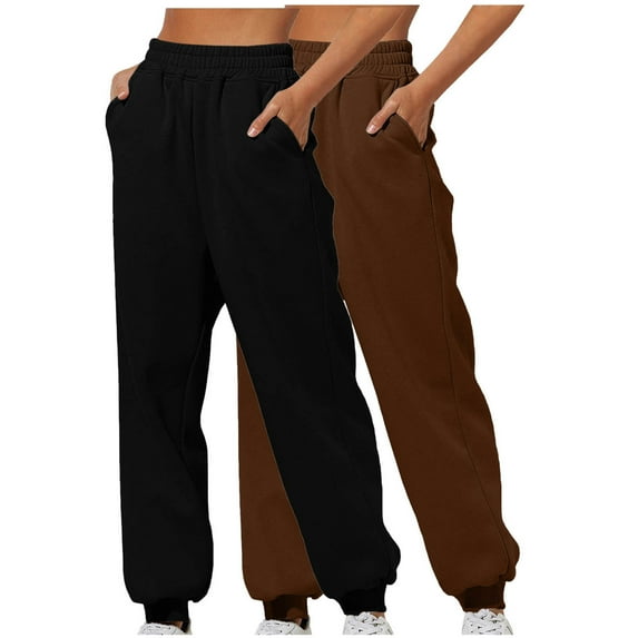 2PC Black Sweatpants Women Baggy Soft Wide Leg Pants Womens Plus Size Sweats Jogger Pants for Women Jogging Pants Women Womens Joggers Petite Length