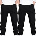 thumbnail image 1 of 2PC Boys Cargo Pants Stretch Elastic Waist Sweatpants with Pockets Twill Casual Athletic Jogging School Trousers 4-14 Years, 1 of 3