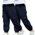 thumbnail image 1 of 2PC Boys Pants Casual Children's Solid Color Pocket Casual Sports Ankle Bound Pants Boys Cargo Joggers Pants Kids Elastic Waist Trousers 2-14 Years, 1 of 8