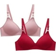 thumbnail image 1 of 2PC Bra Women Women Bras No Underwire 2PCS Women's Bra Solid Wirefree Underwear Bra Everyday Small Cup Underwear, 1 of 5
