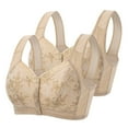 thumbnail image 1 of 2PC Bra for Women Front Snap Closure Plus Size Push Up Comfortable No Underwire Full Coverage Everyday Bras Khaki S, 1 of 3