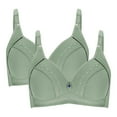 thumbnail image 1 of 2PC Bras for Women No Underwire Embroidered Glossy Seamless Comfortable Breathable Push Up Full Coverage Underwear Bralette Bra,Green,48 B, 1 of 5