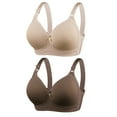 thumbnail image 1 of 2PC Bras for Women No Underwire No Steel Ring Breathable Solid Color Underwear Comfortable Full Coverage Push Up Sports Bra,Beige,48 B, 1 of 3