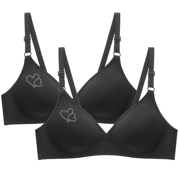 2PC Bras for Women Seamless Wire Free Underwear Smooth Cups Full Coverage Lightly Lined Padding Comfort T-Shirt Bra