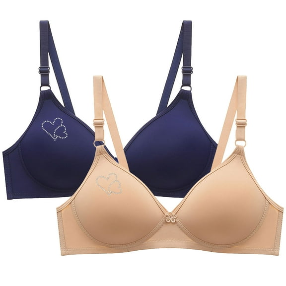 2PC Bras for Women Seamless Wire Free Underwear Smooth Cups Full Coverage Lightly Lined Padding Comfort T-Shirt Bra