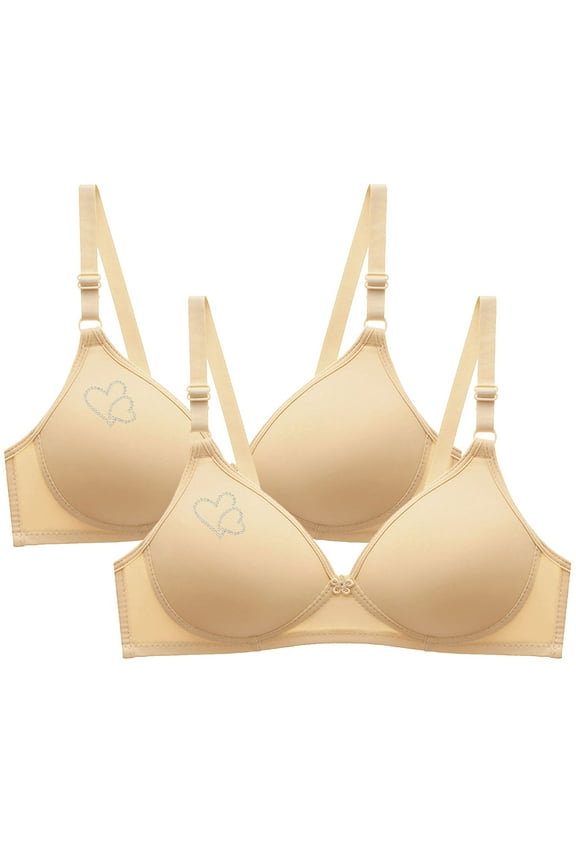 2PC Bras for Women Seamless Wire Free Underwear Smooth Cups Full Coverage Lightly Lined Padding Comfort T-Shirt Bra