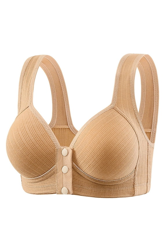 2PC Bras for Women Thin Half Fixed Cup Breathable Triangle Bralette,Beige,44