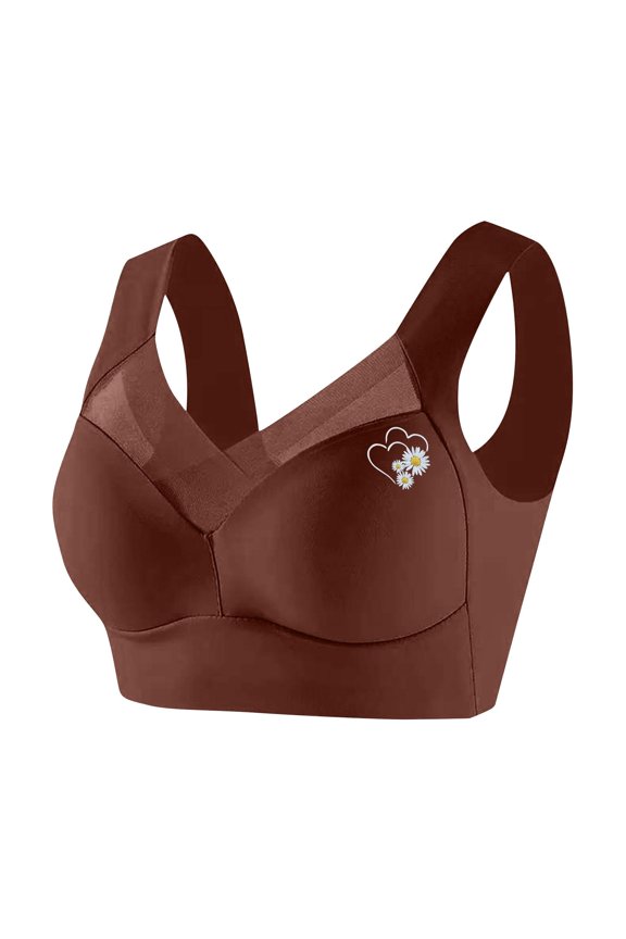 2PC Bras for Women Transparent Shoulder Strap Cordless Backless Spongeless Triangle Bralette,Coffee,XXXXXXL