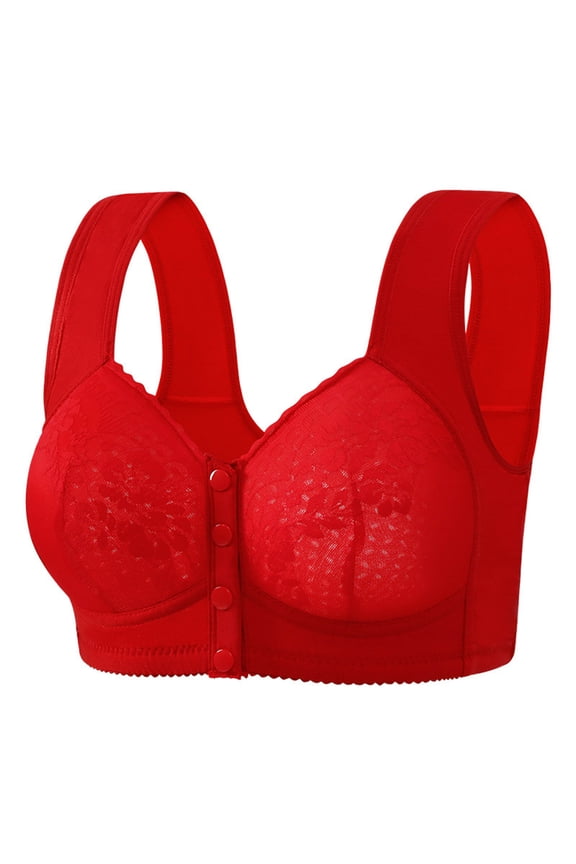 2PC Bras for Women Transparent Shoulder Strap Cordless Backless Spongeless Triangle Bralette,Red,44