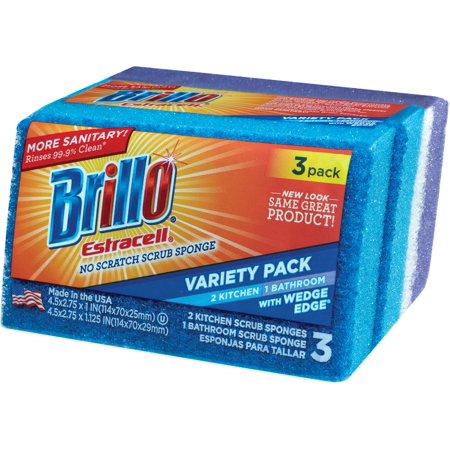 2PC Brillo Estracell No Scratch Scrub Sponge Blue