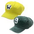thumbnail image 1 of 2PC Bros Hats Anime Beret Cap Coplay Hat for Adults Kids Fade Vintage Wash Style, 1 of 5