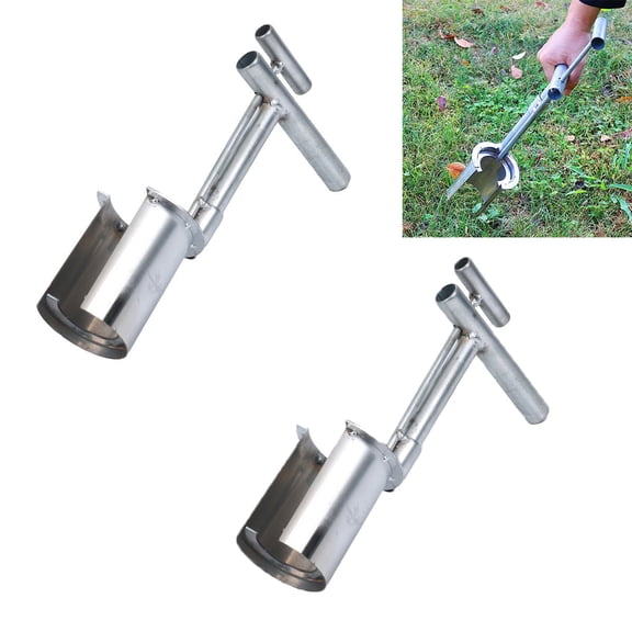 2PC Bulb Planter Tool,Upgrade Gardening Bulb Transplanter, Plant and Fruit Tree Seedling Transplanter, Heavy Duty Stainless Steel Seed Planting Tools for Digging Holes Sowing Plant Bulb