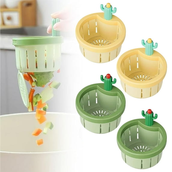 2PC Cactus Kitchen Sink Drain Strainer Cactus Sink Drain Strainer Cactus Kitchen Automatic Dumping Sink Filter Multifunctional Home Cactus Sink Draining Basket Filter Net Lifting Basket Kitchen Waste