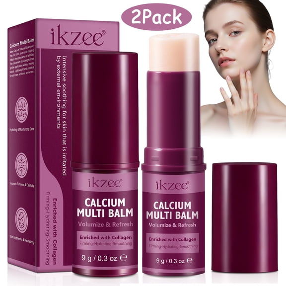 2PC Calcium Multi Balm, Calcium Volume Multi Balm Stick for Dry Skin, Hydrating & Smoothing Skin, Enriched with Collagen, 9G