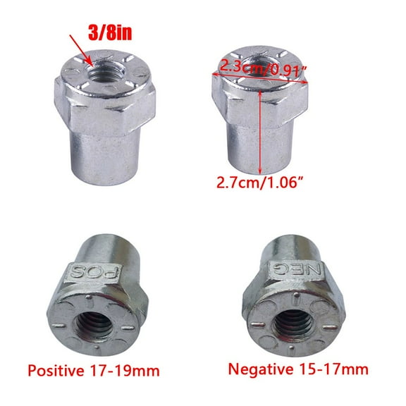 2PC Car Alloy Positive+Negative Battery Top Post Terminal Adapter Converter 3/8