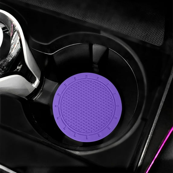 2PC Car Cup Holder Mats | Heat Insulation & Waterproof Honeycomb Design | Anti-Slip Rubber Coasters for Car Interior | Set of 2 Solid Color Car Mats