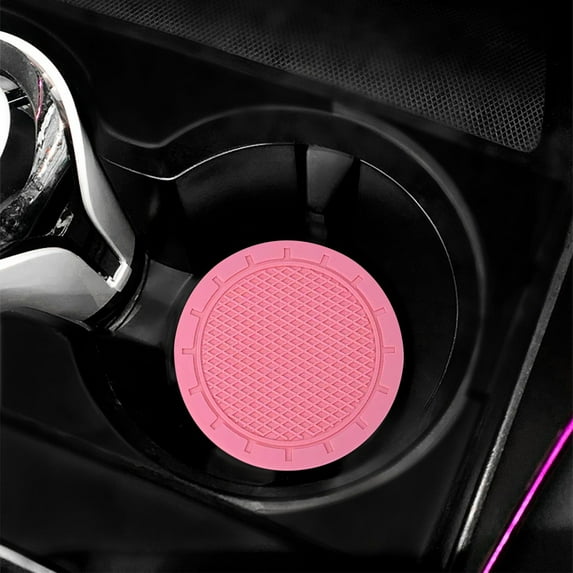 2PC Car Cup Holder Mats | Heat Insulation & Waterproof Honeycomb Design | Anti-Slip Rubber Coasters for Car Interior | Set of 2 Solid Color Car Mats