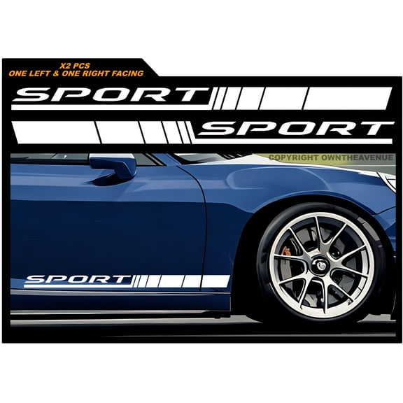 2PC Car Door Side Stripe Graphics Vinyl Sticker Sport Decal Universal 20" Model:093 - White Model