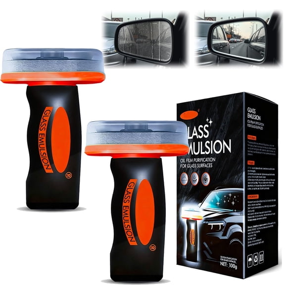 2PC Car Glass Cleaner Oil Film Cleaning Brush, Qifor Glass Cleaner,Glass Emulsion,Qifor Car Oil Film Cleaner,Windshield Cleaner Tool For Automotive Windshield/Window/Mirror Cleaning