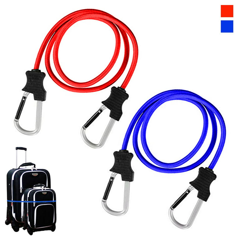2PC Carabiner Bungee Cords with Hook Tie Downs Luggage Strap