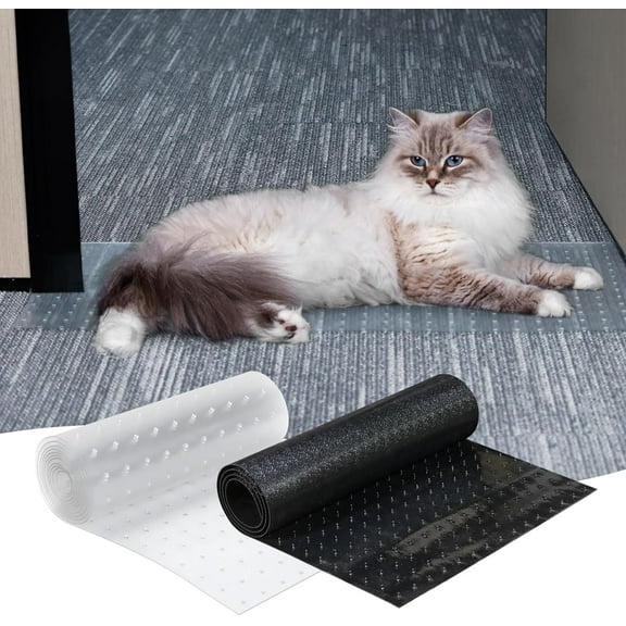 2PC Carpet Protector for Pets, 3.6Ft Plastic Carpet Protector for Doorway, DIY Non Slip Clear Cat Carpet Protector Mat, Easy to Cut Carpet Scratch Stopper, Cat/Dog Scratch Carpet Protector Roll