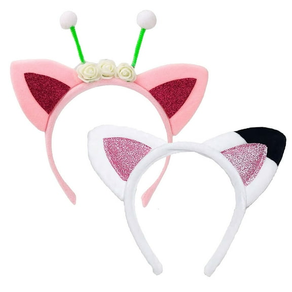 2PC Cat Ears Headbands Birthday Party Accessories Kitty Headwear Halloween Supplies