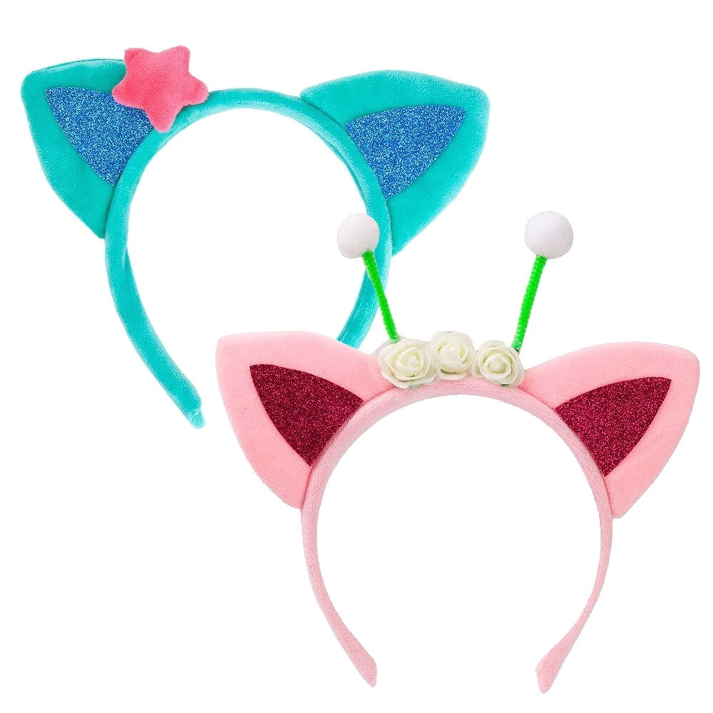 Lace Cat Ears Unicorn Headbands 2 PCS Halloween Cosplay Costume Accessory Amazon.com: Lurrose 2pcs Black Unicorn Headband Lace Cat Ear  main image 3