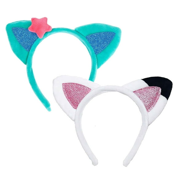 2PC Cat Ears Headbands Birthday Party Accessories Kitty Headwear Halloween Supplies