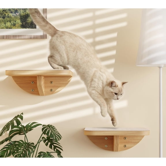 2PC Cat Stairs with Scratching Mat,Wall Mounted Cat Steps, Wooden Climbing Shelves for Cats, Cats Stairway Ladder Furniture for Perch Platform Supplies