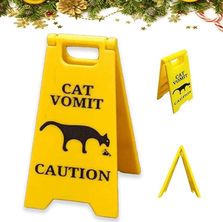 Cat Vomit Caution Sign, 2 Pack Cat Vomit Sign, Caution Sign
