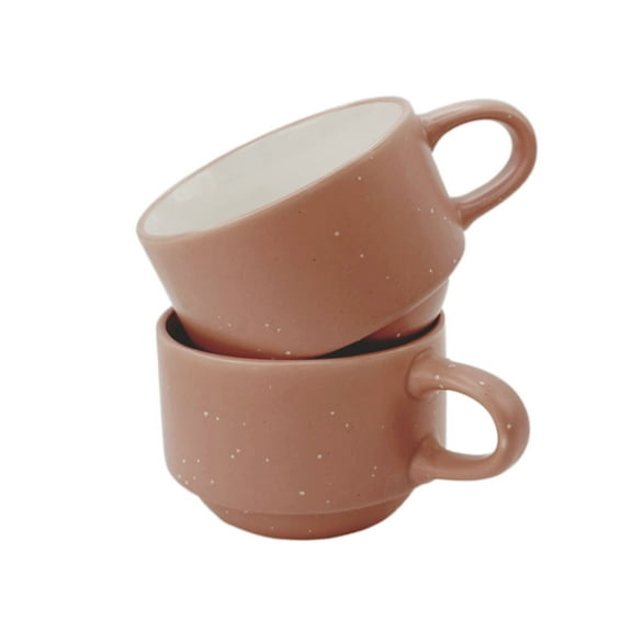 2PC Ceramic Coffee Mug for Office and Home,Hand Painted with Double Handles,Dishwasher Microwave Safe,Novelty Coffee Mug Cup Gifts for Women and Men 3oz (Pink)