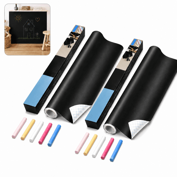 2PC Chalkboard Wall Sticker Roll 18X79 Inch Wallpaper Stick Chalk Board Contact Paper Diy Decal Adhesive Blackboard Removable