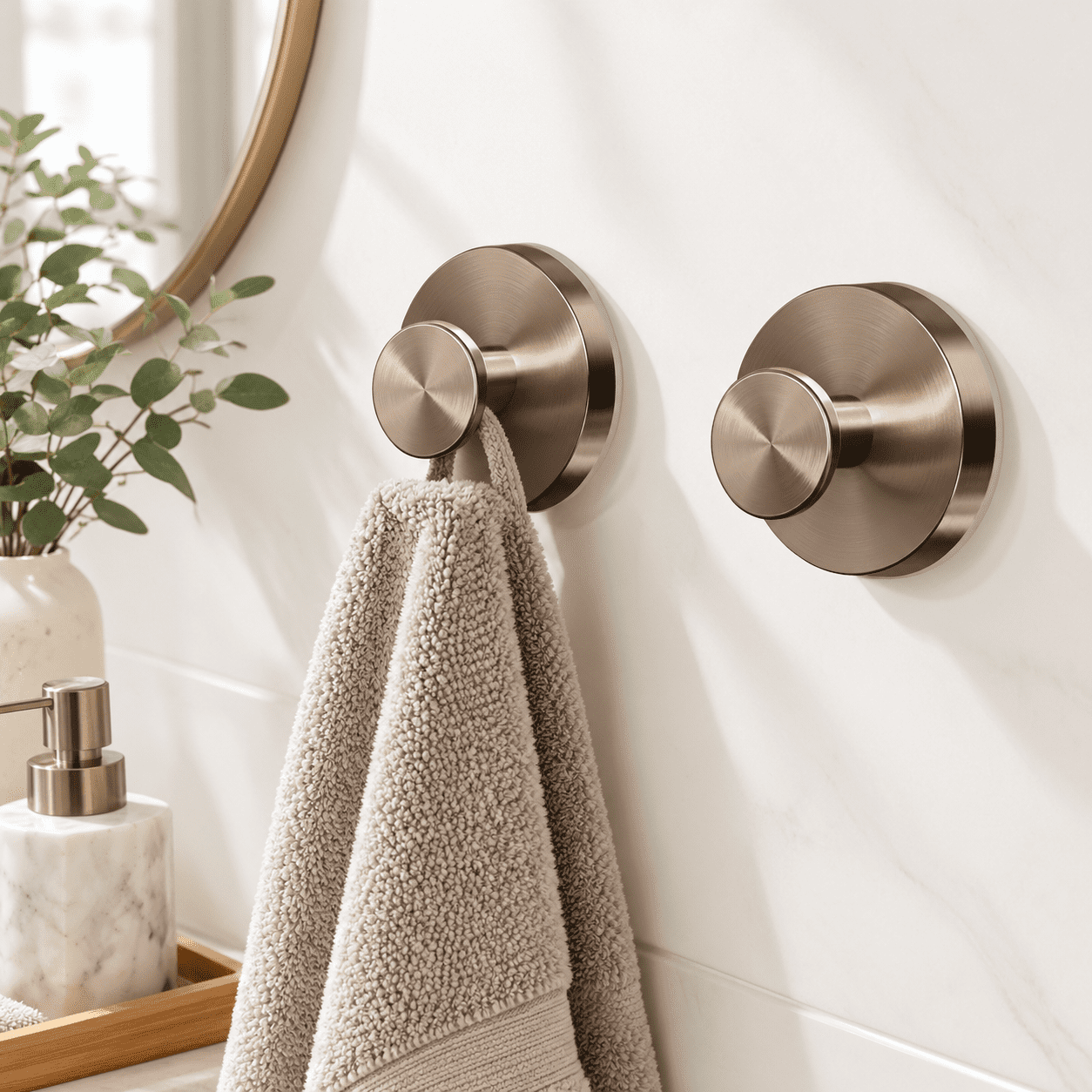 2PC-Champagne Bronze Suction Cup Hooks For Towels Robes Bathroom ...