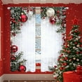 thumbnail image 1 of 2PC Christmas Ball Holiday Printed Curtains, 2D Flat Printed Red Luxury Xmas Print Curtains with Snowflakes and Pine Branches for Bedroom Living Room Holiday Party Decor(29*65In), 1 of 7