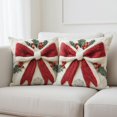 thumbnail image 1 of 2PC Christmas Printing Pillow Covers 18 x 18 inch Xmas Red Bow Throw Pillow Cover Party Decor Winter Holiday Printing Cushion Case for Sofa Couch Bed Living Room, 1 of 9