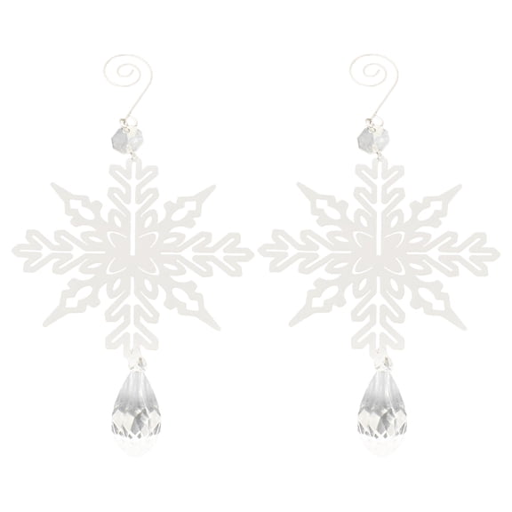 2PC Christmas Snowflake Drop Ornament Icicle Christmas Hanging Snowflake Decoration Hanging Snowflakes, 7.9 Inch 2-in-1 Flat and 3D