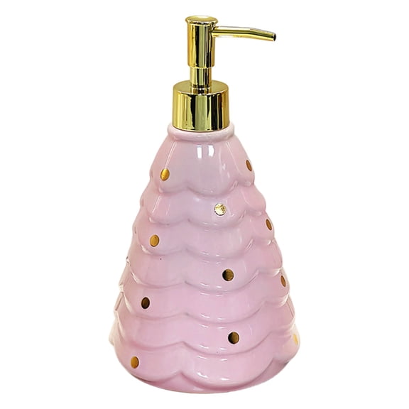 2PC Christmas Soap Dispenser, Ceramics Refillable Hand Soap Dispenser, Simple Pleasures Christmas Tree Shaped Bottle with Scented Liquid Soap - Soap Dispenser for Kitchen and Bathroom(Green+Pink)