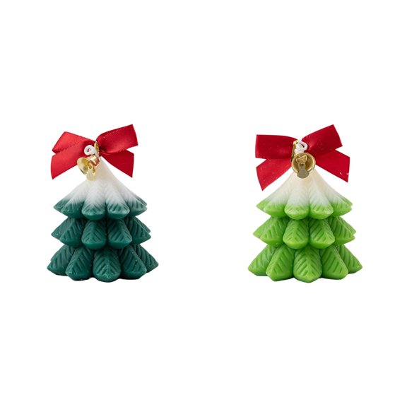 2PC Christmas Tree Shaped Candle, Decorative Holiday Candles, Pine Tree Design for Christmas Decor Winter Table Centerpieces, Christmas Tree Shaped Candles for Gifts,3.5x3.5 Inch