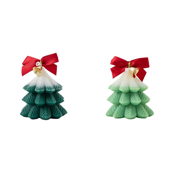 2PC Christmas Tree Shaped Candle, Decorative Holiday Candles, Pine Tree Design for Christmas Decor Winter Table Centerpieces, Christmas Tree Shaped Candles for Gifts,3.5x3.5 Inch