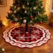 2PC Christmas Tree Skirt 35 Inch Burlap Red Black Buffalo Plaid Snowflake Xmas Tree Skirt for Under 7ft Double Sided Design for Winter Holiday Indoor Outdoor Decorations