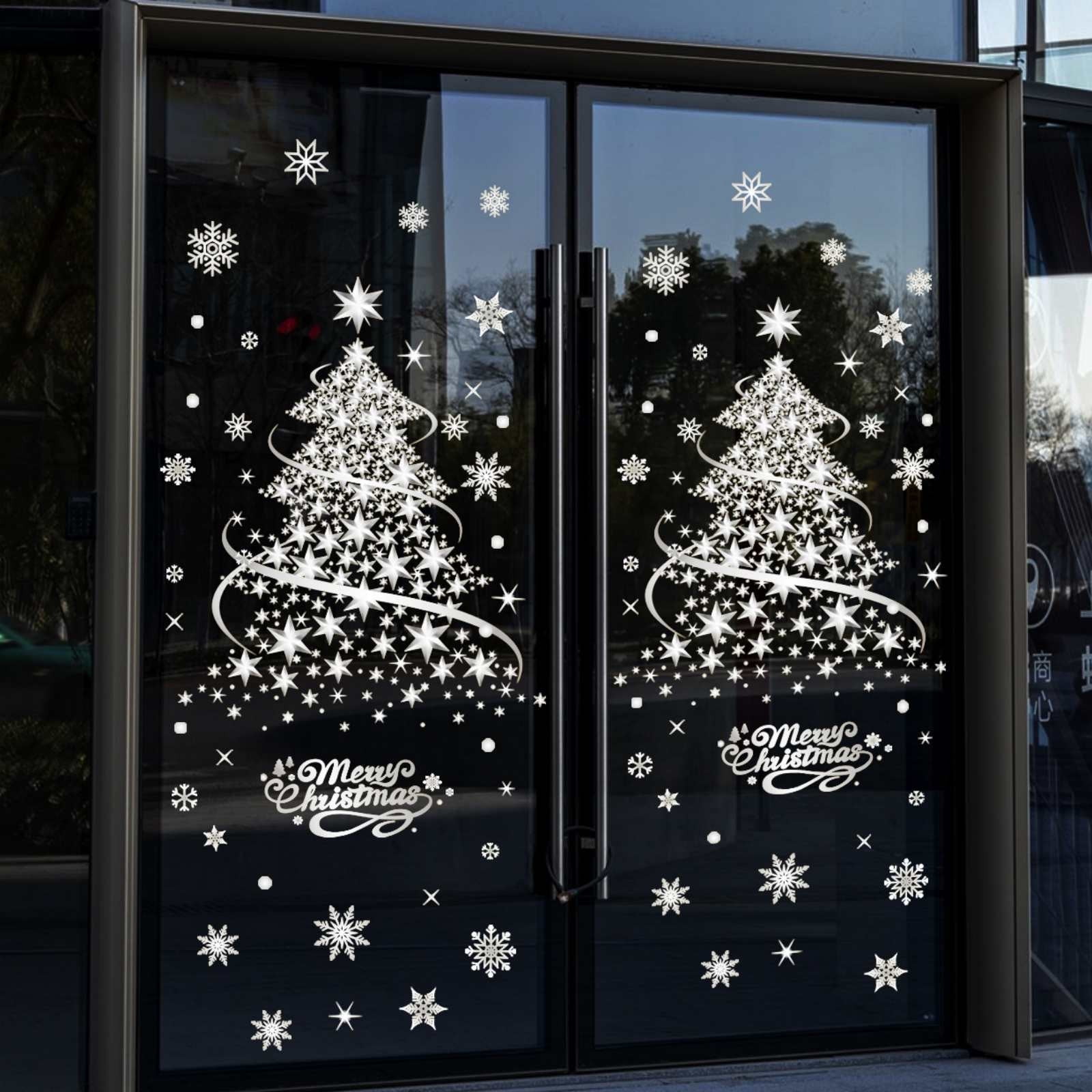 2PC Christmas Tree Window Clings Stickers for Glass, Extra Large Xmas ...