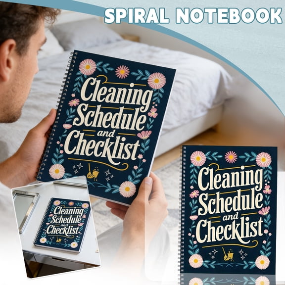 2PC Cleaning Schedule Checklist and Daily Chore Planner, Spiral Bound Home Organization Journal for Housekeeping Management and Productivity Tracking Stationery Supplies