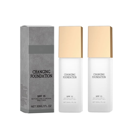 2PC Color Changing Foundation for Mature Skin, 2026 New Hydrating and Lightweight Liquid Foundations, Self-Adjusting Foundation Tone Suitable for All Skin Types